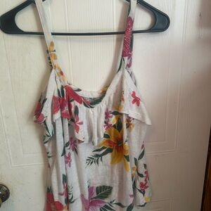 Floral Ruffle Strap Top women’s size medium